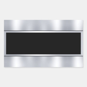 Aangepaste lege Sjabloon Faux Silver Black Tekst t Rechthoekige Sticker