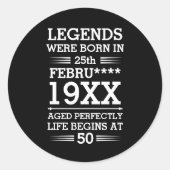 Aangepaste Legenda zijn geboren op maandjaarbasis Ronde Sticker (Voorkant)