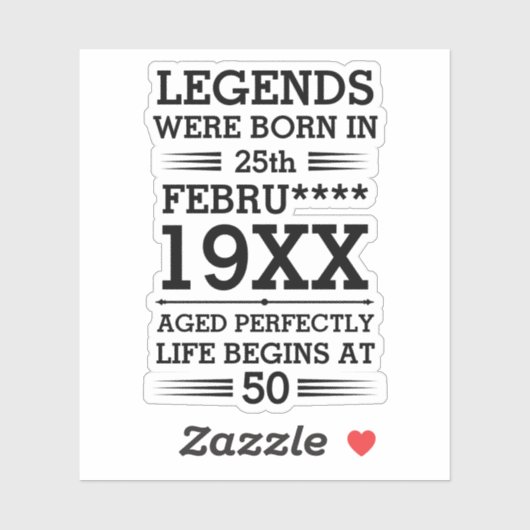 Aangepaste Legenda zijn geboren op maandjaarbasis Sticker (Vel)