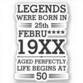 Aangepaste Legenda zijn geboren op maandjaarbasis Sticker (Voorkant)