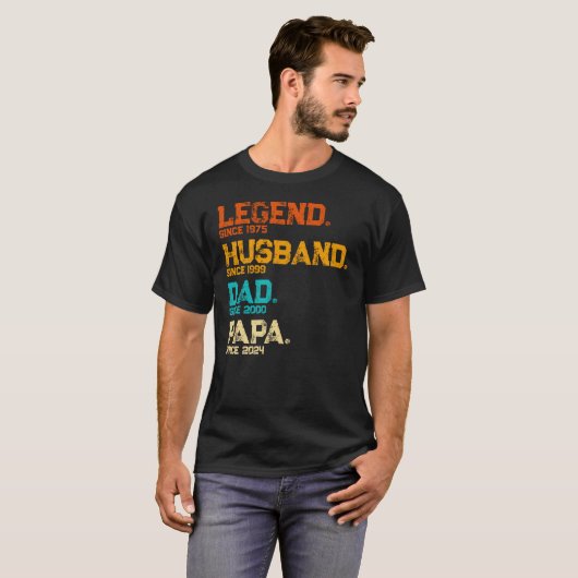 Aangepaste legende man papa sinds Vaderdag T-shirt (Voorkant volledig)