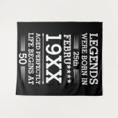 Aangepaste legendes werden geboren in datum maand  wandkleed (Voorkant (horizontaal))