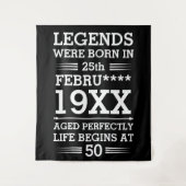 Aangepaste legendes werden geboren in datum maand  wandkleed (Voorkant)