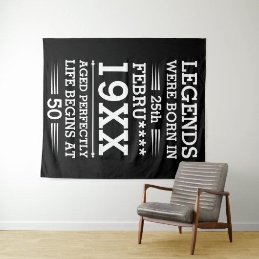 Aangepaste legendes werden geboren op datum maand wandkleed (In Situ (horizontaal))