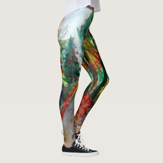 Aangepaste Leggings Herfst Waterverf Kunst (Rechts)