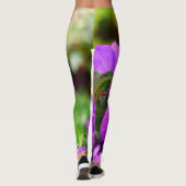 Aangepaste Leggings, paarse bloemen Leggings (Achterkant)