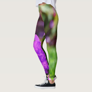 Aangepaste Leggings, paarse bloemen Leggings