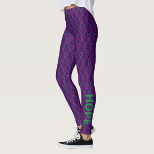 Aangepaste Leggings voor groene en Paarse bewustwo