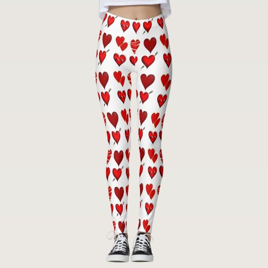 Aangepaste Leggings voor rode hartaanval Liefde on (Voorkant)