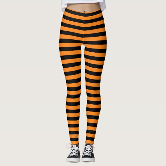 Aangepaste leggings voor zwarte en oranje Hallowee (Voorkant)