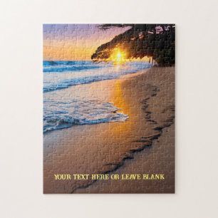 Aangepaste legpuzzel Waterverf strand zonsondergan