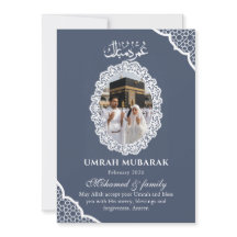 Aangepaste Leisteenblauwe Foto Umrah Mubarak Groet