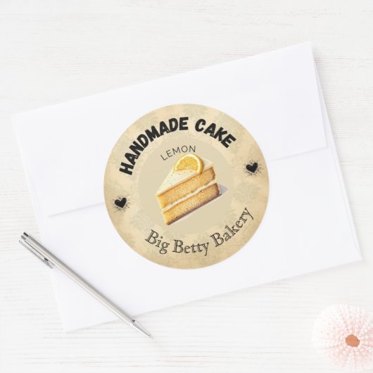 Aangepaste Lemon Cake Labels | Gepersonaliseerde b (Envelop)