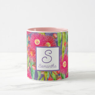 Aangepaste lente Eucalyptus bloemen na de regen Mok