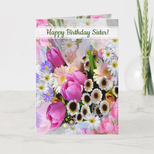 Aangepaste lentevloer Bouquet zuster Birthday Kaart (Voorkant)