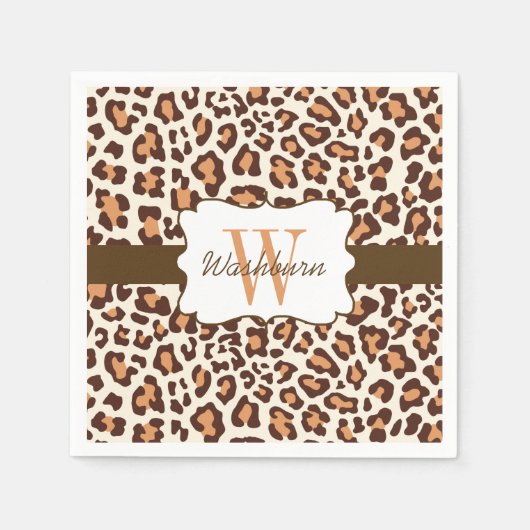 Aangepaste Leopard Brown Tan Cream Cocktail Servet (Voorkant)
