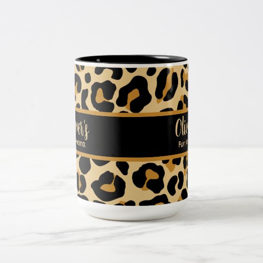 Aangepaste Leopard Classic Modern Print Moederdag Tweekleurige Koffiemok (Center)