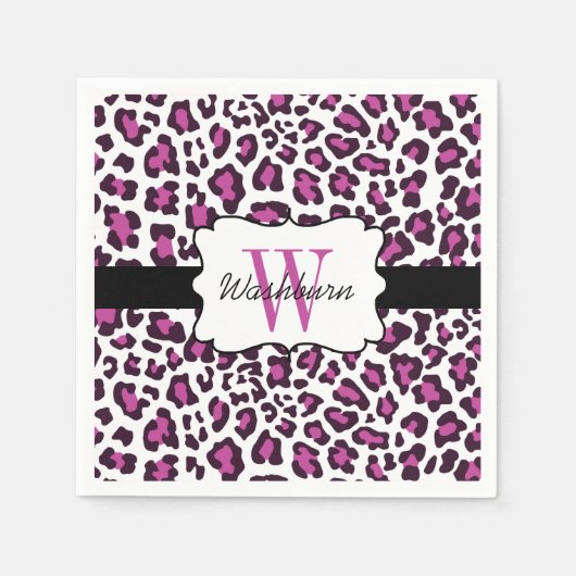 Aangepaste Leopard Paarse Zwarte Witte Cocktail Se Servetten (Voorkant)