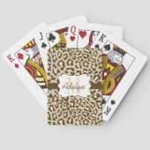 Aangepaste leopard Print Brown Tan Peach-kaarten Pokerkaarten (Achterkant)