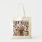 Aangepaste Leopard Print Hond Foto Tote Bag (Voorkant)