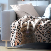 Aangepaste Leopard Print Hondenfoto met naam Fleece Deken