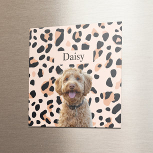 Aangepaste Leopard Print Hondenfoto met naam Magneet