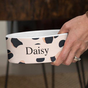 Aangepaste Leopard Print Hondenfoto met naam Voerbakje