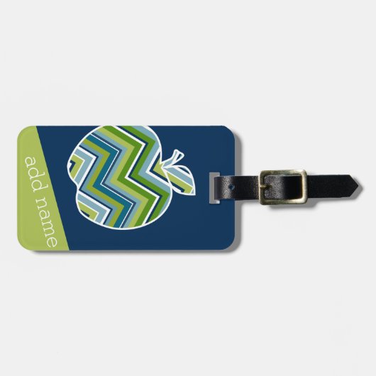 Aangepaste leraar Apple met Trendy Chevron Pattern Bagagelabel (Voorkant horizontaal)