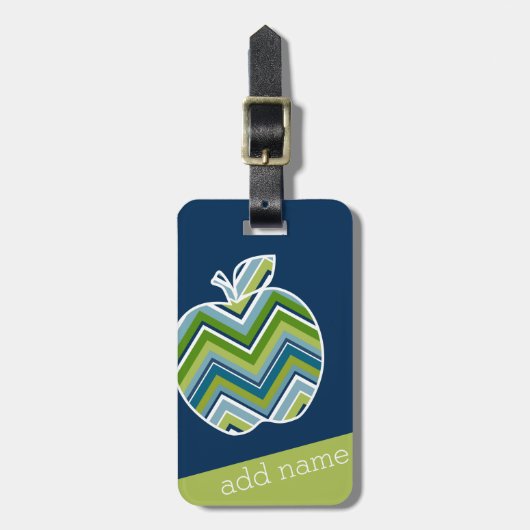 Aangepaste leraar Apple met Trendy Chevron Pattern Bagagelabel (Voorkant verticaal)