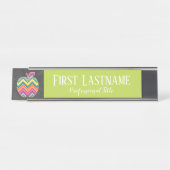 Aangepaste leraar Apple met Trendy Chevron Pattern Bureau Naambordje (Voorkant)