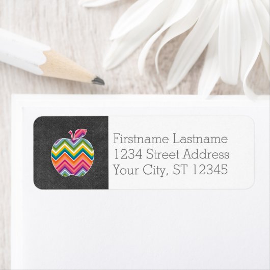 Aangepaste leraar Apple met Trendy Chevron Pattern Etiket (Insitu)