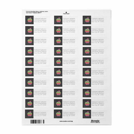 Aangepaste leraar Apple met Trendy Chevron Pattern Etiket (Full Sheet)
