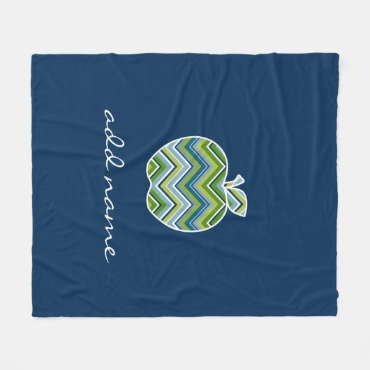 Aangepaste leraar Apple met Trendy Chevron Pattern Fleece Deken (Voorkant (Horizontaal))