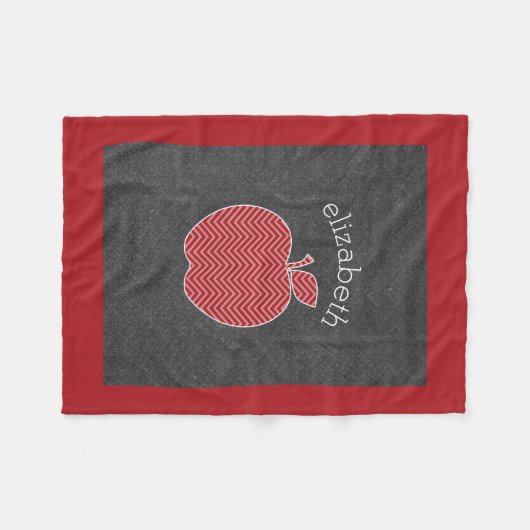 Aangepaste leraar Apple met Trendy Chevron Pattern Fleece Deken (Voorkant (Horizontaal))