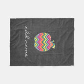 Aangepaste leraar Apple met Trendy Chevron Pattern Fleece Deken (Voorkant (Horizontaal))
