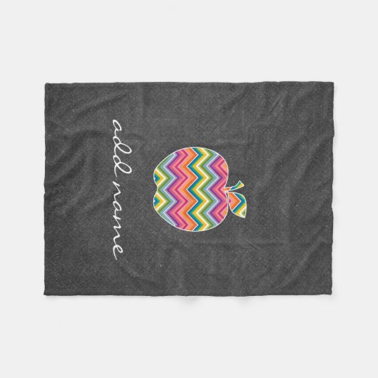 Aangepaste leraar Apple met Trendy Chevron Pattern Fleece Deken (Voorkant (Horizontaal))