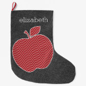 Aangepaste leraar Apple met Trendy Chevron Pattern Grote Kerstsok (Voorkant)