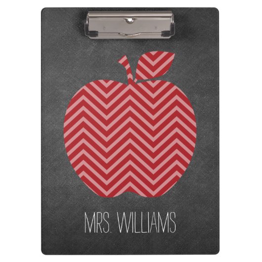 Aangepaste leraar Apple met Trendy Chevron Pattern Klembord (Voorkant)