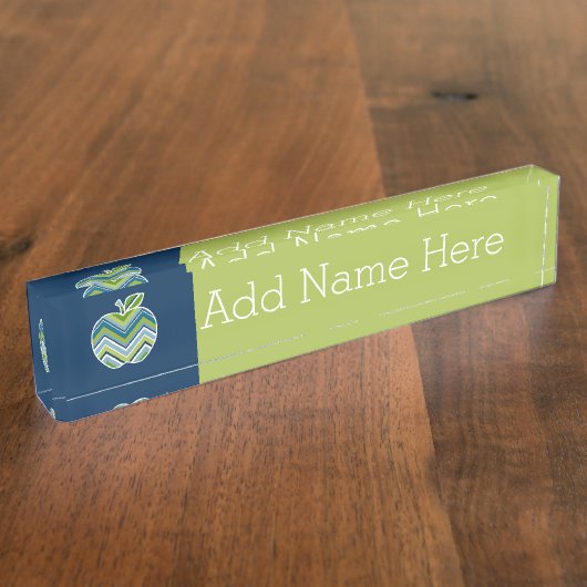 Aangepaste leraar Apple met Trendy Chevron Pattern Naambordje (Zijkant)