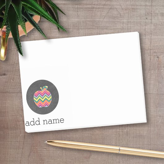 Aangepaste leraar Apple met Trendy Chevron Pattern Post-it® Notes