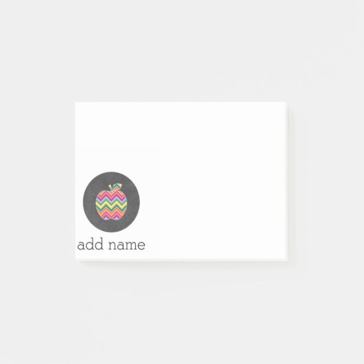 Aangepaste leraar Apple met Trendy Chevron Pattern Post-it® Notes (Voorkant)