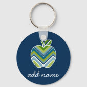 Aangepaste leraar Apple met Trendy Chevron Pattern Sleutelhanger (Voorkant)