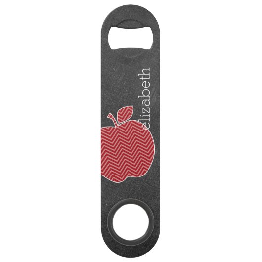 Aangepaste leraar Apple met Trendy Chevron Pattern Speed Flessenopener (Voorkant)