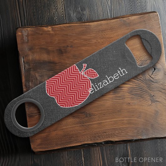 Aangepaste leraar Apple met Trendy Chevron Pattern Speed Flessenopener