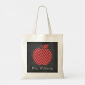 Aangepaste leraar Apple met Trendy Chevron Pattern Tote Bag (Achterkant)