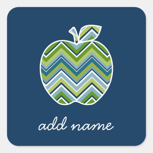 Aangepaste leraar Apple met Trendy Chevron Pattern Vierkante Sticker (Voorkant)