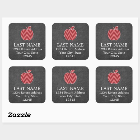 Aangepaste leraar Apple met Trendy Chevron Pattern Vierkante Sticker (Vel)