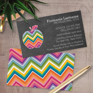 Aangepaste leraar Apple met Trendy Chevron Pattern Visitekaartje