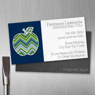 Aangepaste leraar Apple met Trendy Chevron Pattern Visitekaartje Magneet