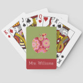 Aangepaste leraar Apple met Trendy Floral Pattern Speelkaarten (Achterkant)